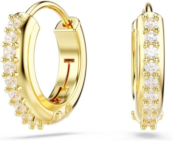 Swarovski Matrix Hoop Earrings – Gold-Tone Finished (Round Cut) - Image 3