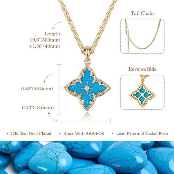 Fettero Gold Clover Pendant Necklace – 14K Gold Plated CZ Charm Necklace - Image 4