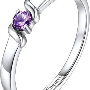 Custom4U Personalized Sterling Silver Mother Ring – 1–5 Birthstones Engraved Mom Ring