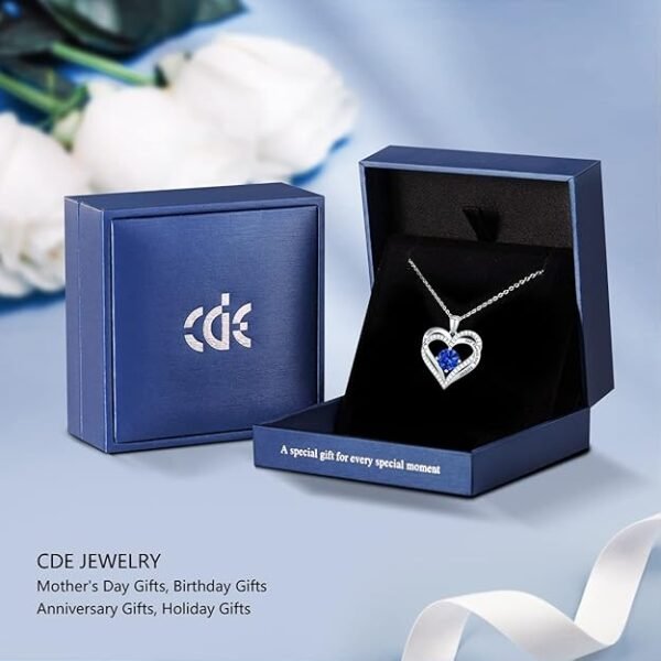 CDE Forever Love Birthstone Heart Necklace – 925 Sterling Silver Gift for Mom, Wife, or Girlfriend - Image 2