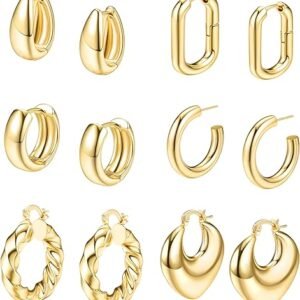 Orazio 4 Pairs Stainless Steel Hoop Earrings Set – Hypoallergenic Multi-Size