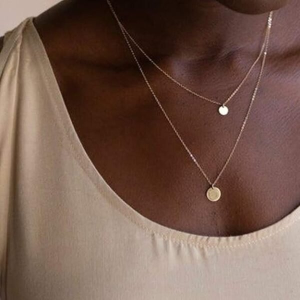 Turandoss 14K Gold Plated Layered Y-Pendant Necklace – Dainty Choker Set - Image 5