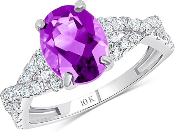 MAX + STONE 10K Gold Birthstone Statement Ring – Real 10Kt Gold Gemstone Cocktail Ring